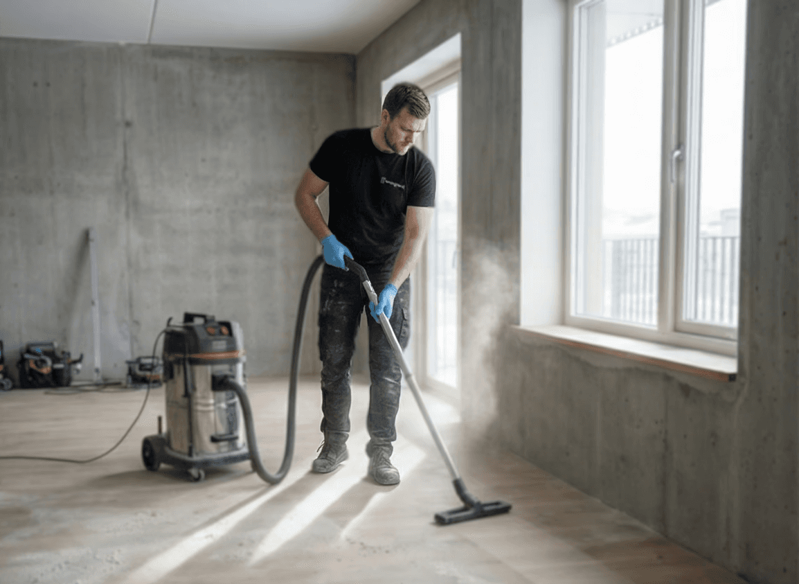 Þrif á innréttingum og hillum í nýju húsnæði.