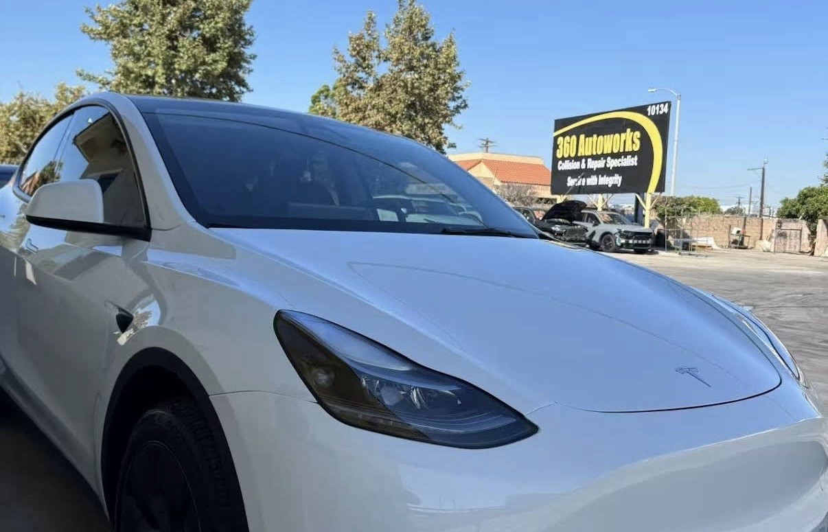 Rear view of black car