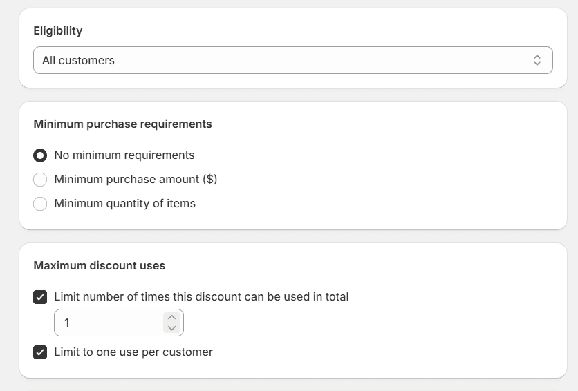 Set usage limit of your disocunt offer in Shopify.s automatic discount