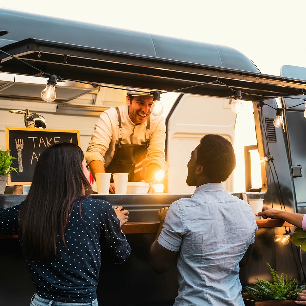 Website demo layout for food trucks and small food businesses with menu highlights, photos, and location details.