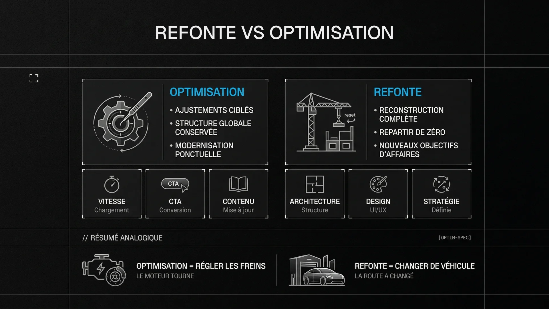infographie : refonte vs optimisation