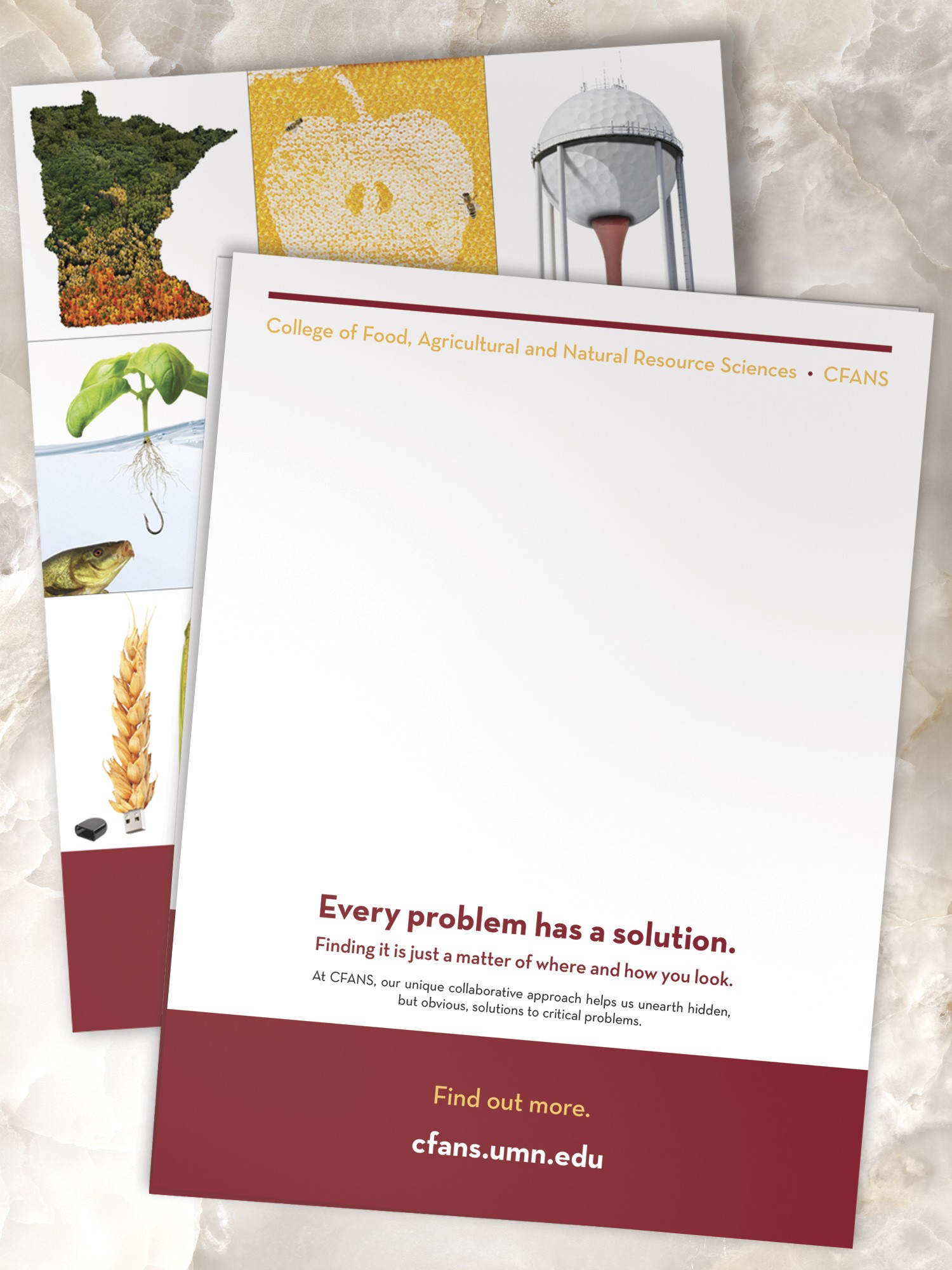 Front and back of a branded folder