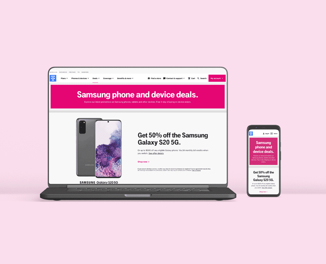 laptop and phone displaying webpage creative