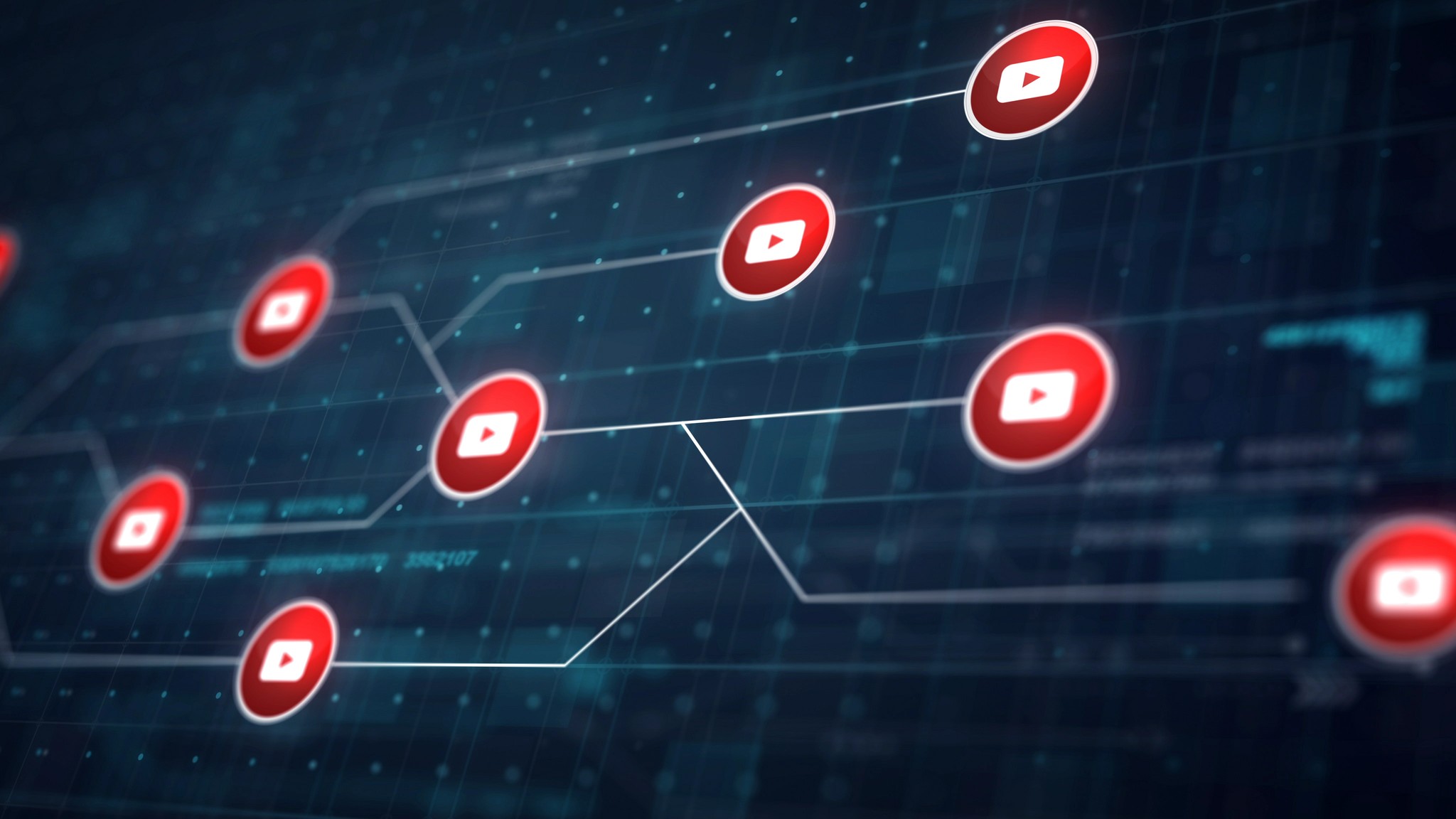 A visual representation from a YouTube video displaying a network composed of vibrant red circles.