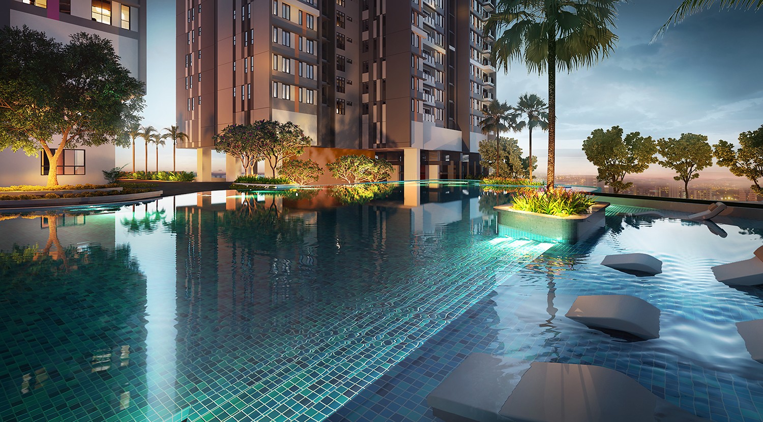 Pool view of Trio by Setia project by Asima Architects