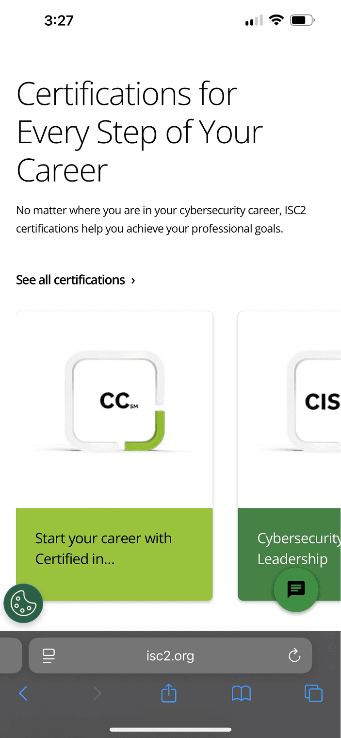 ISC2 homepage mobile-responsive