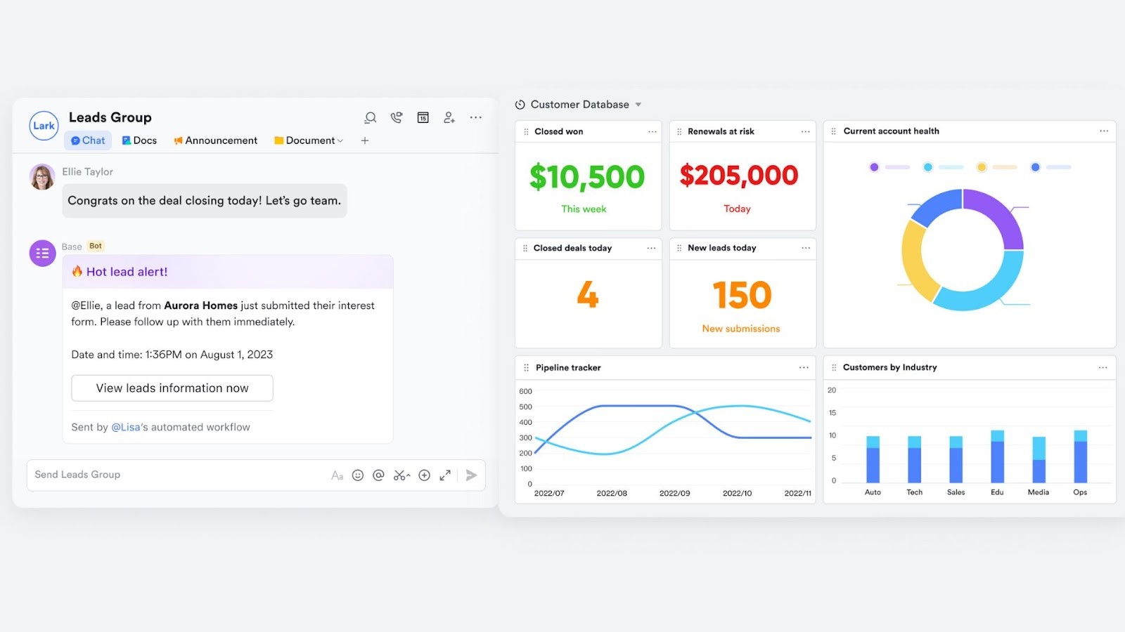 Lark's all-in-one agency CRM dashboard