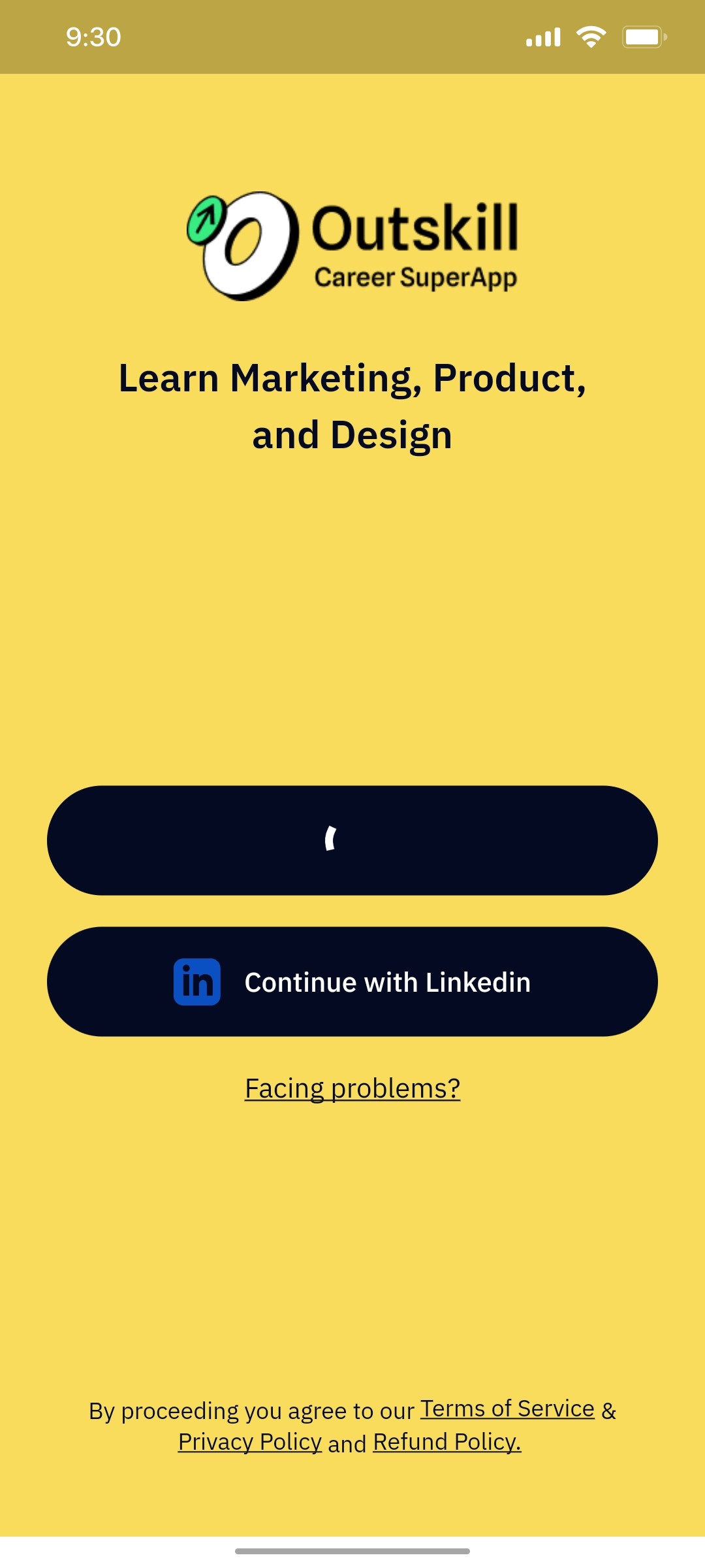 Outskill Loding login screen
