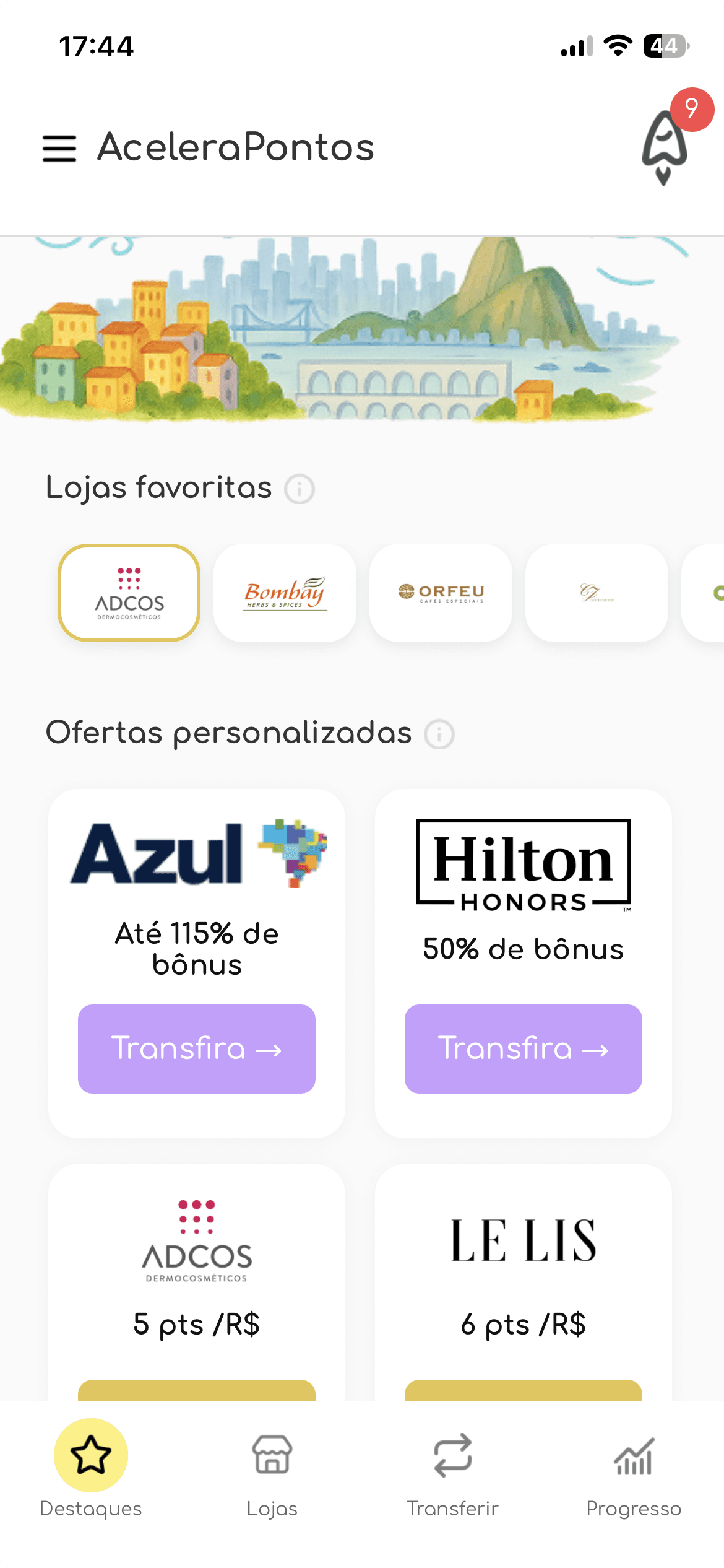 Promoção da Esfera e do Azul Fidelidade oferecendo até 115% de bônus na transferência de pontos.
