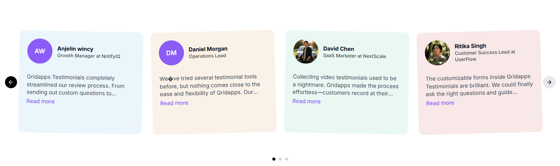 Spotlight slider | Gridapps Testimonials 