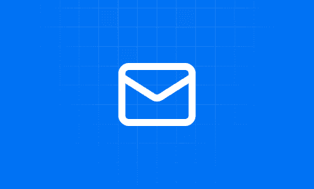 A cyan color solid background with grid pattern and email icon