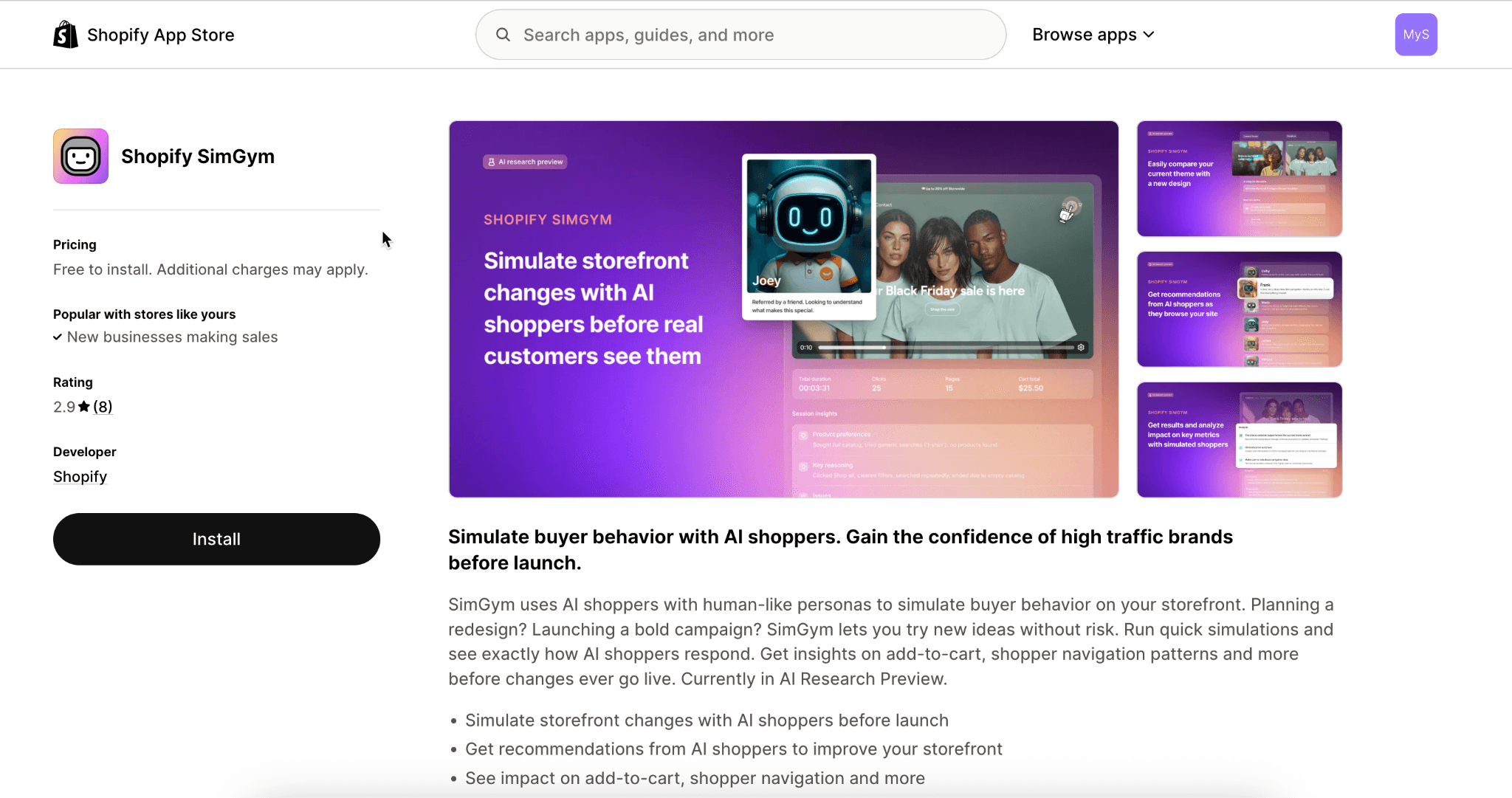 SimGym app for ab testing