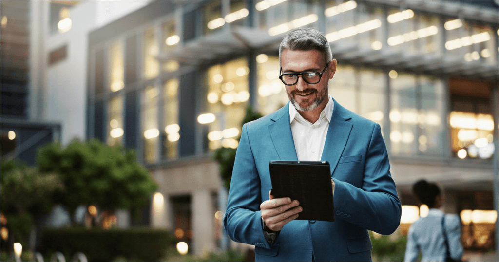 Business person searching digital device for lawyer