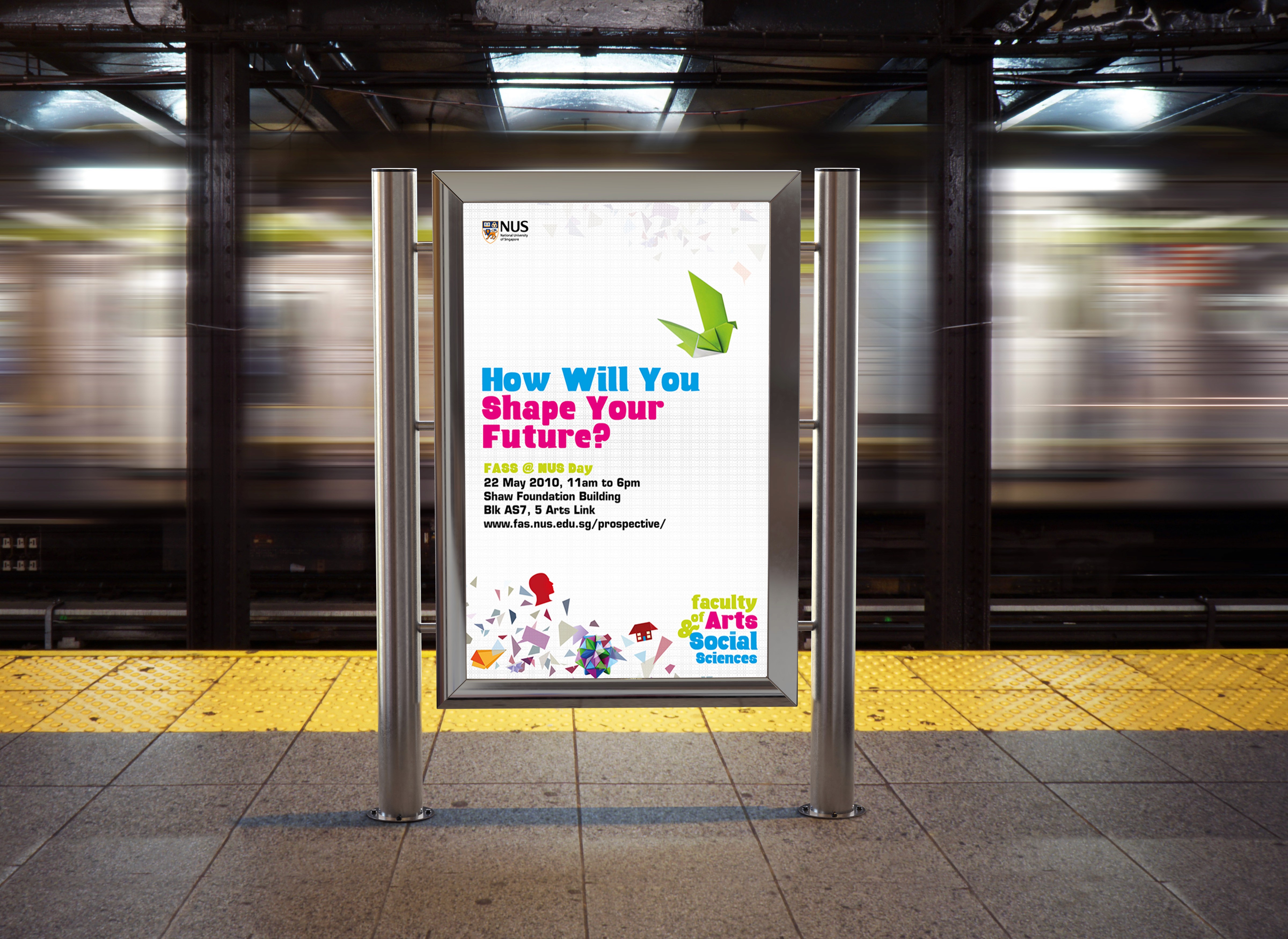 image of a poster inside a train station platform