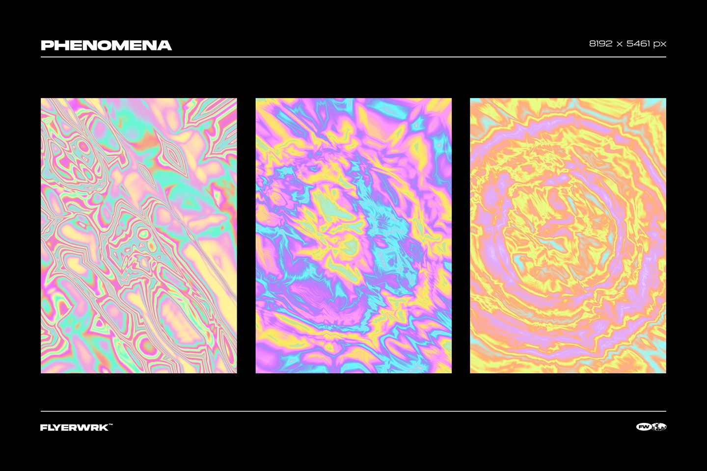 Trippy psychedelic backgrounds showcasing phenomena style textures with vibrant swirling patterns and neon purple hues