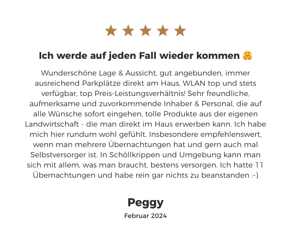 Testimonial kundenberwertung auf dem Hofgut Langenborn