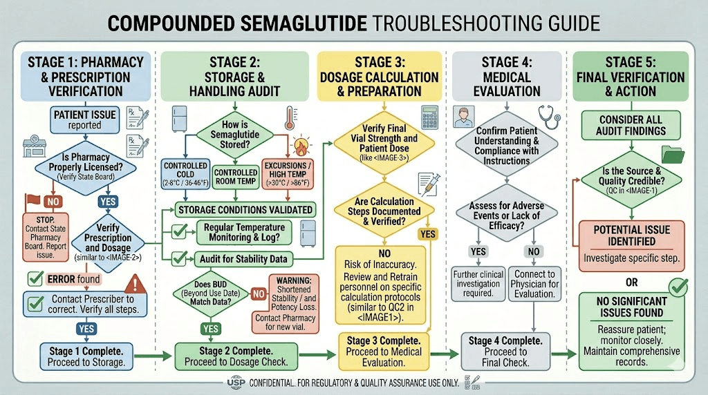 Compounded semaglutide not working troubleshooting flowchart
