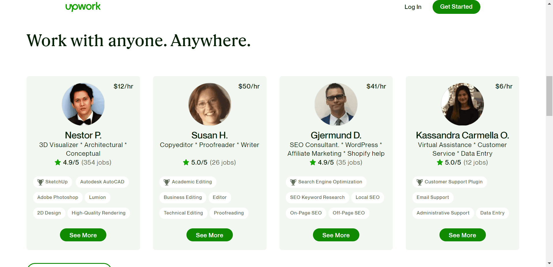Upwork View Freelancer Profiles