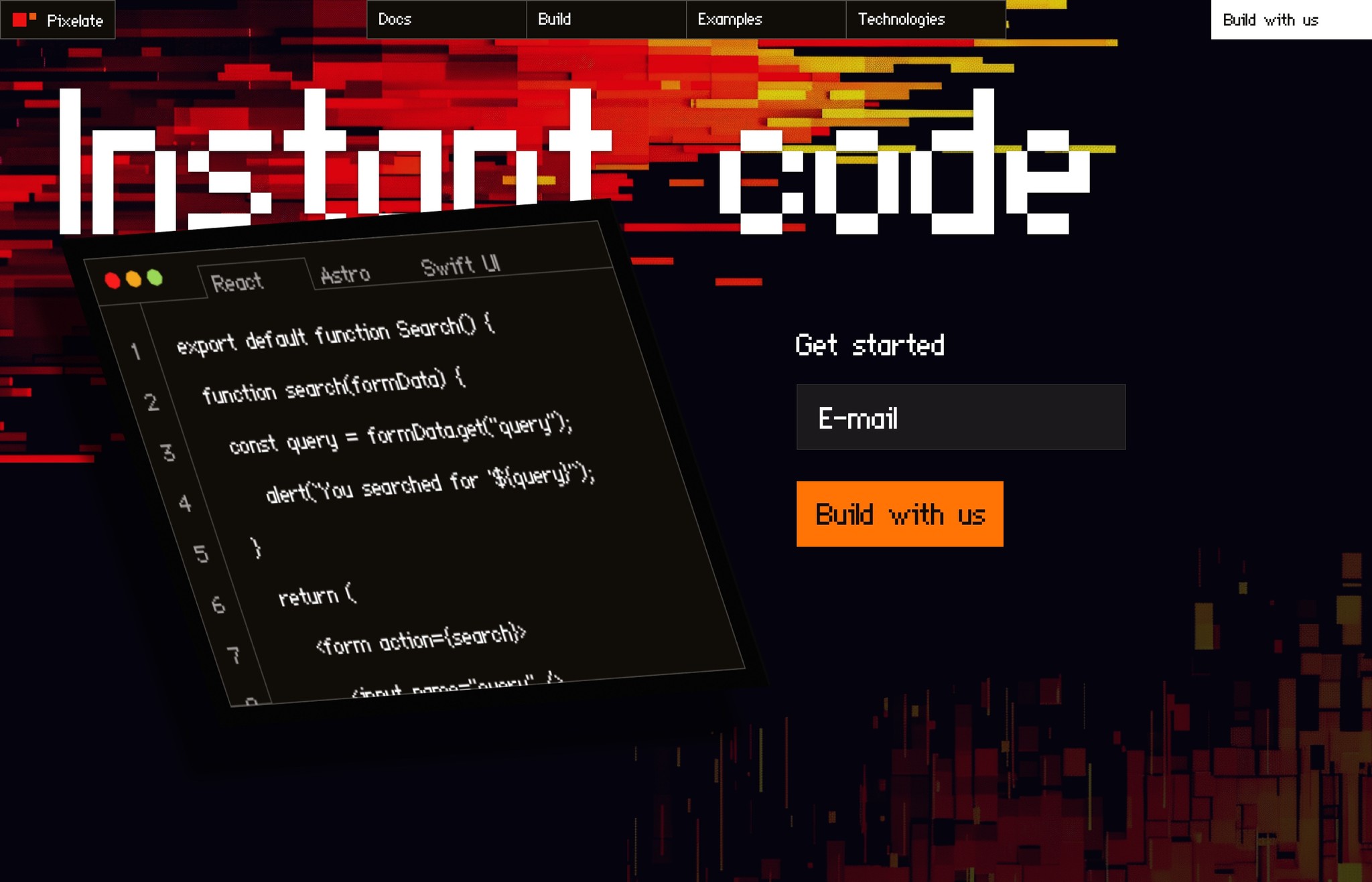 Web Design for Instant Code, new code tool.