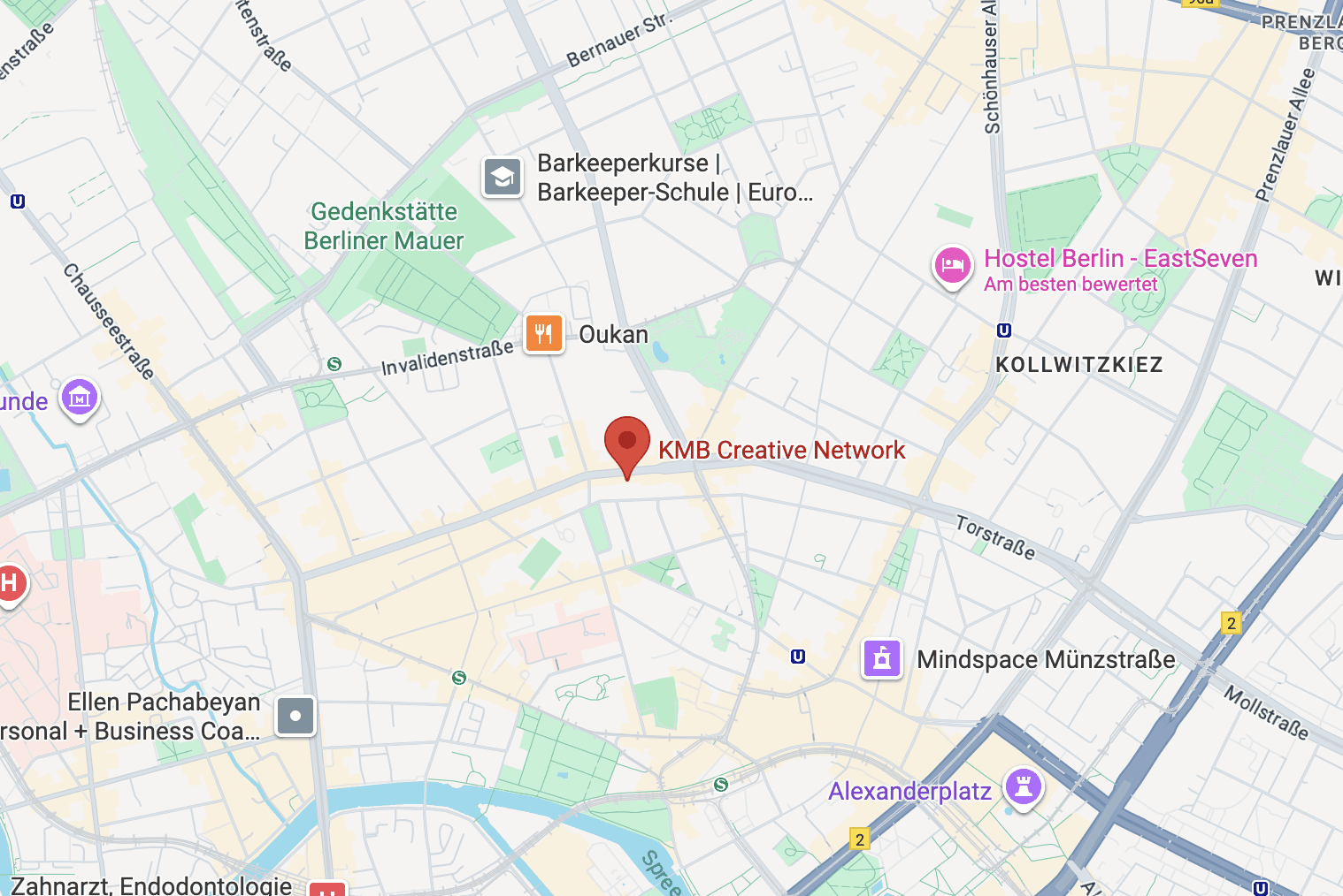 Google Maps Screenshot mit dem Ort von KMB Creative Network