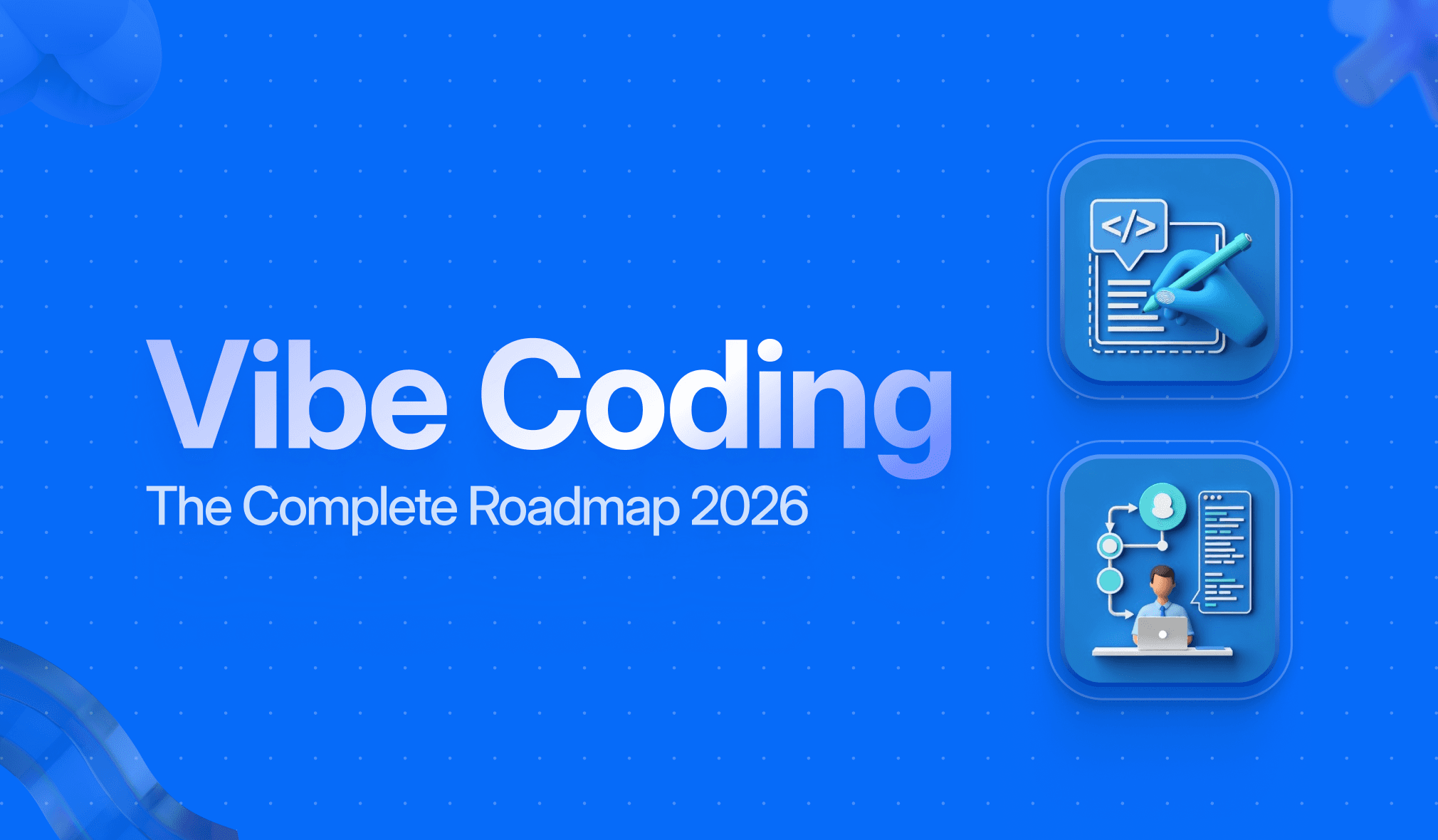 Illustration of a developer collaborating with AI to build UI through intent-based vibe coding instead of traditional syntax