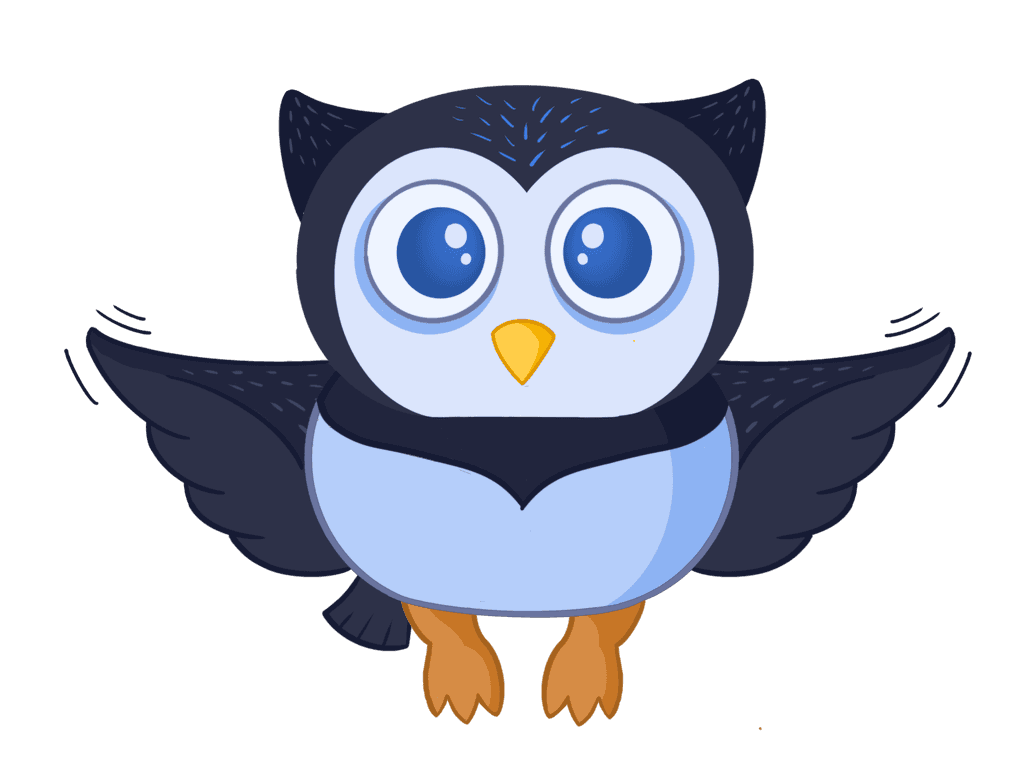 Owl mascot flying