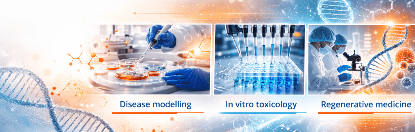 Collage poster with laboratory pictures and dns, molecule illustrations