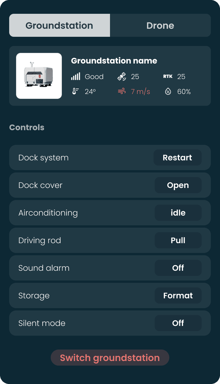 User Interface Ground station configuration