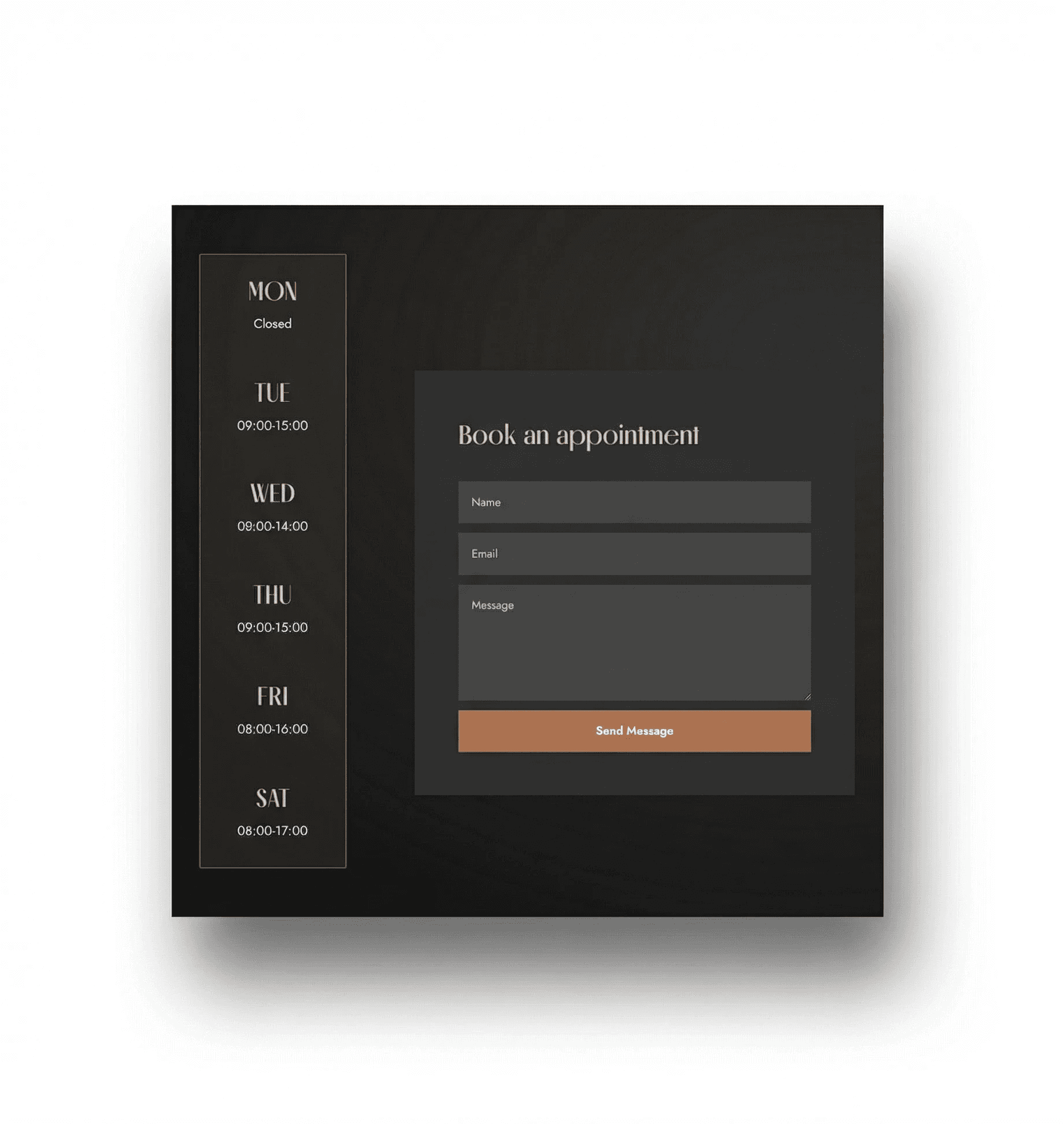 Ottawa barber appointment booking form - availability calendar Halton Hills portfolio by DAWebDesigns