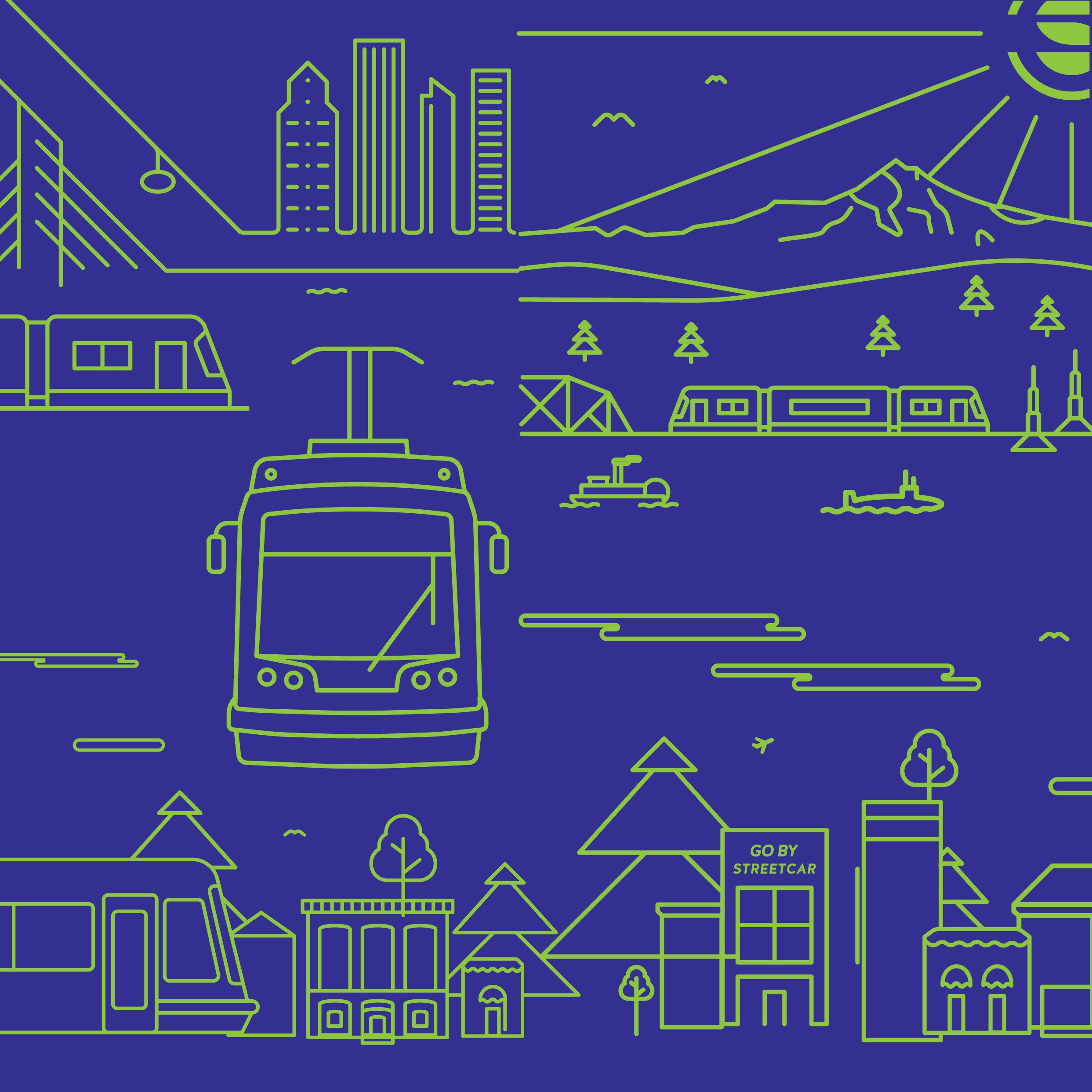 transit graphic design and illustration for portland streetcar new brand