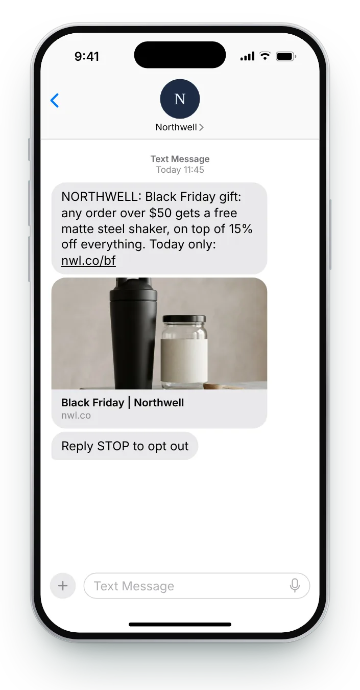 A gift instead of a deeper cut Black Friday text on an iPhone