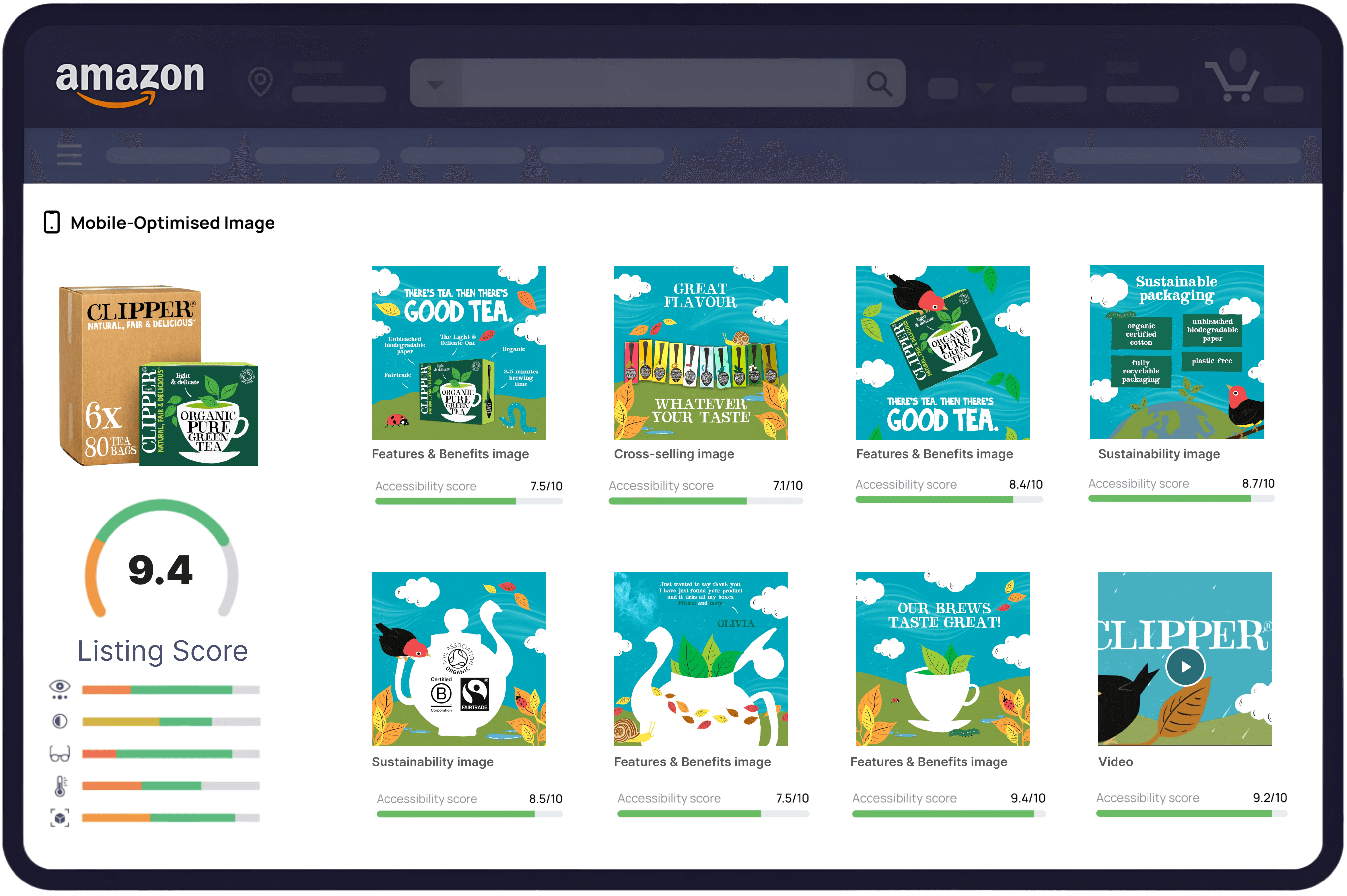 Screenshot of the main dashboard with gradients as background