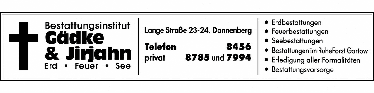 Unternehmensbanner von Gädke & Jirjahn GmbH Bestattungsintitut