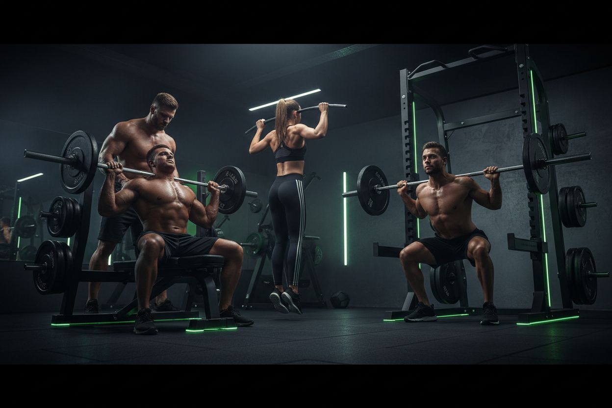 Push, pull, and legs workout in a gym