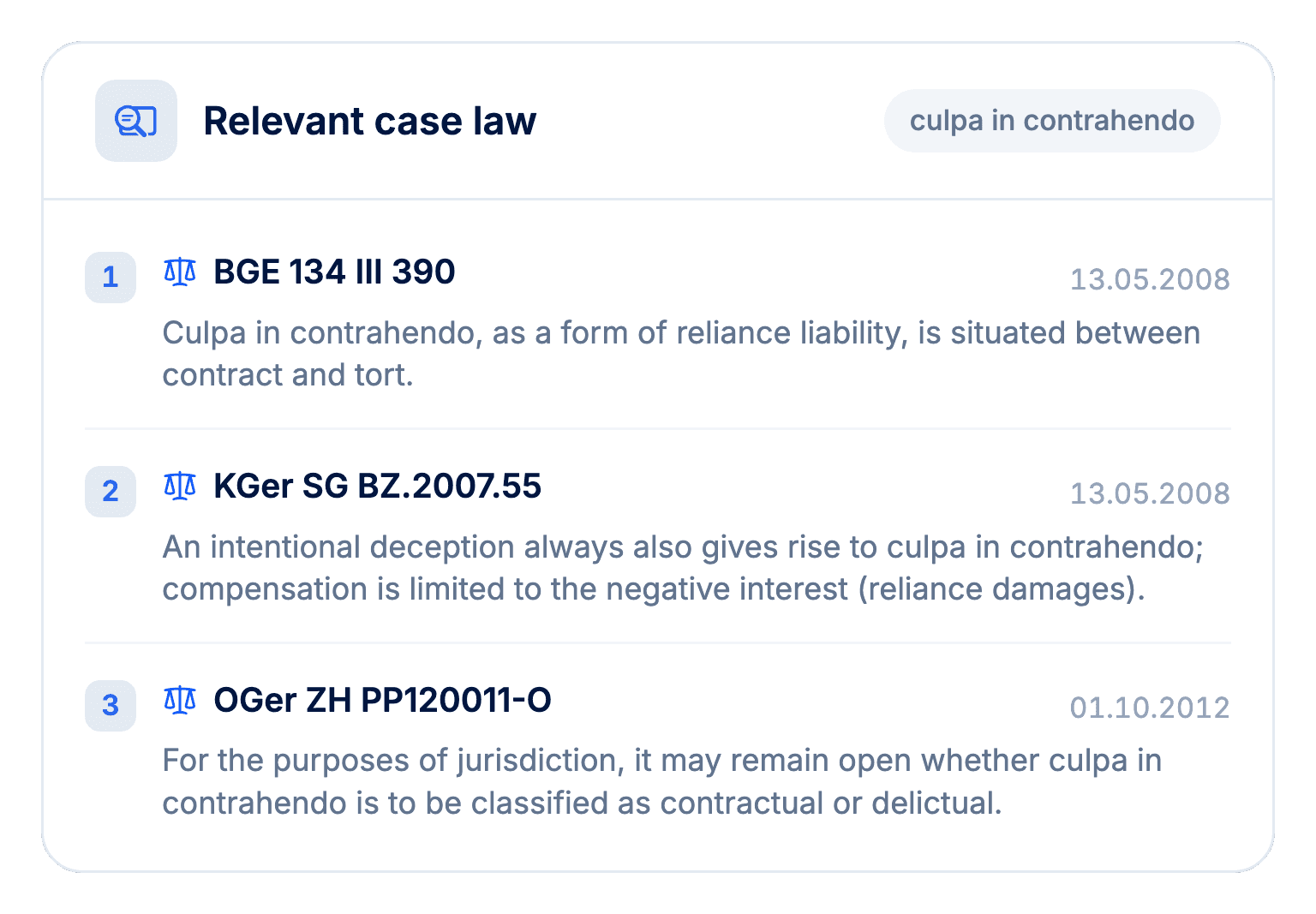 Legal Research product interface
