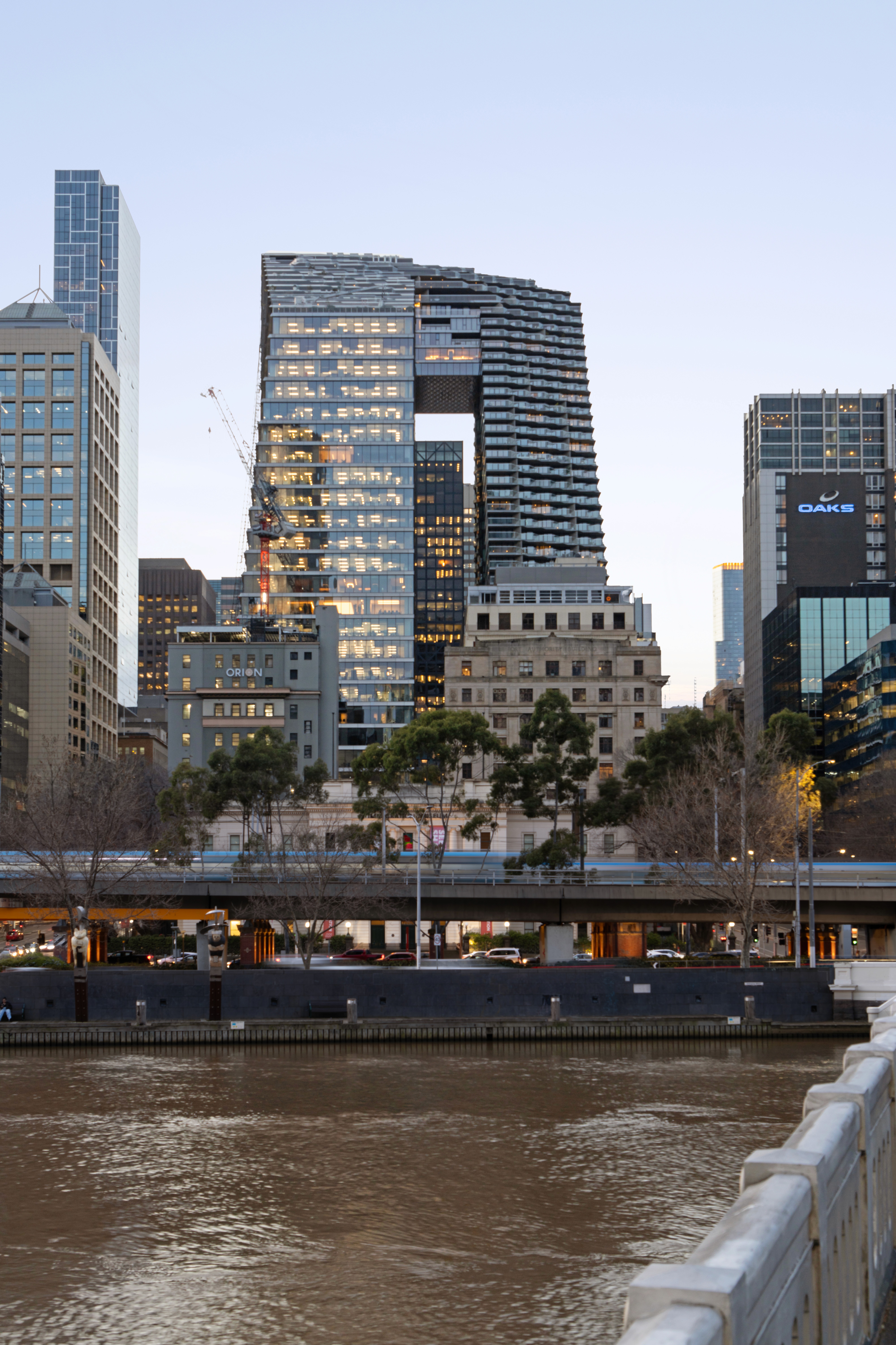Tall modern building with many windows
