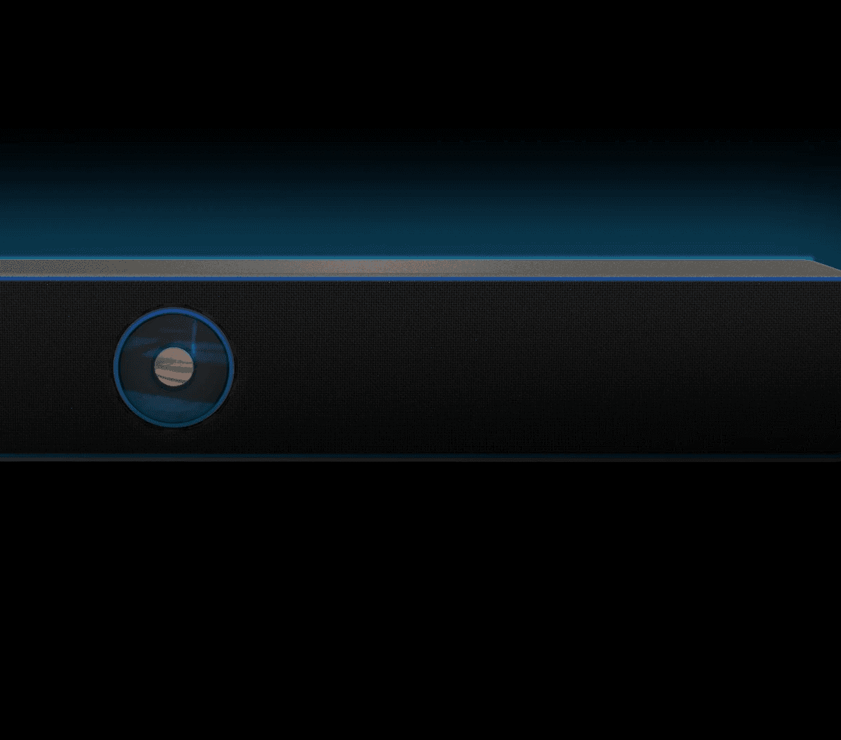 An image showing a soundbar with a built-in camera.