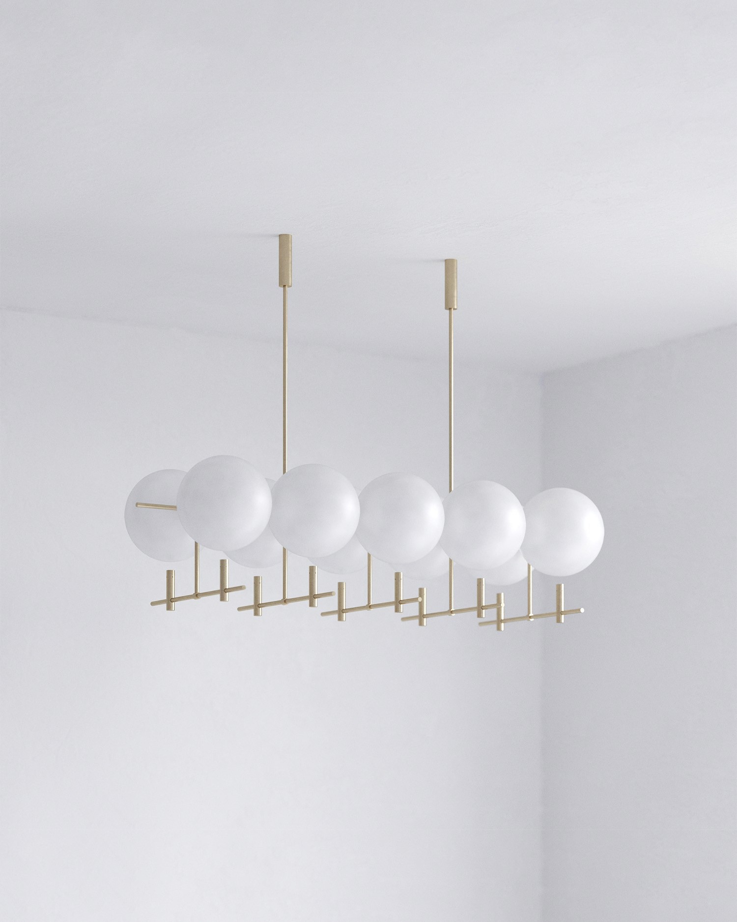 Luna II10 horizontal luminaire with elongated structure and multiple glass light elements by Jiri Krejcirik 2