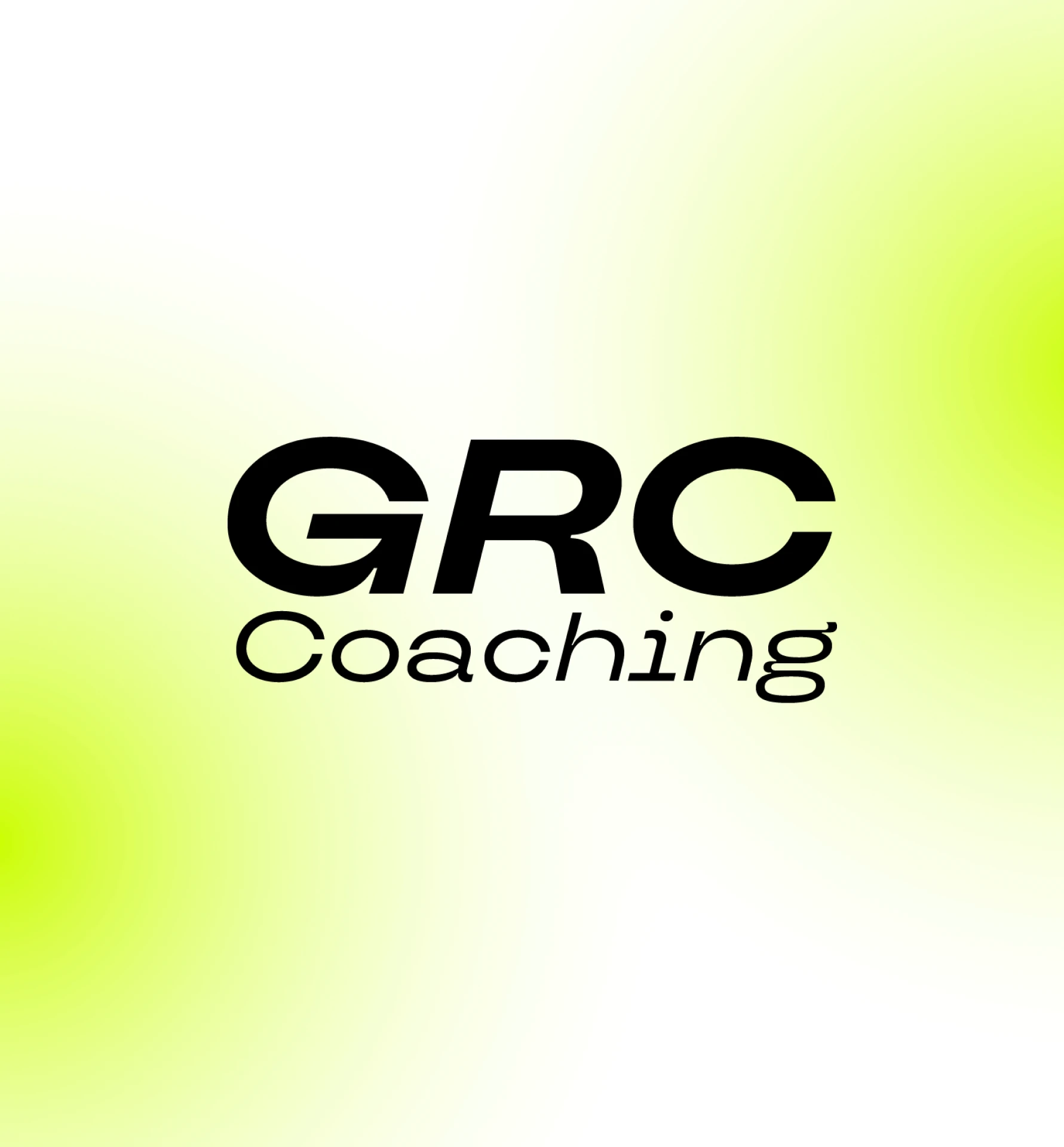 Logo GRC Coaching sur fond dégradé vert acidulé — création d'identité visuelle pour coach sportive indépendante par Tartelette Concept