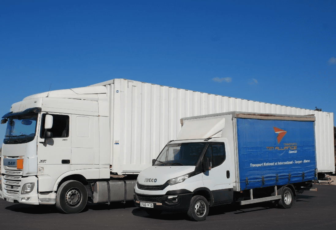 Truck on motion entering a bridge