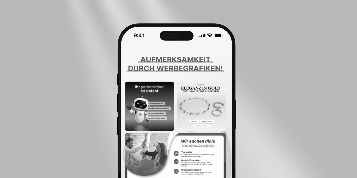 Ein Handy, das auf dem Bildschirm Beispiele für Ad Creatives zeigt.