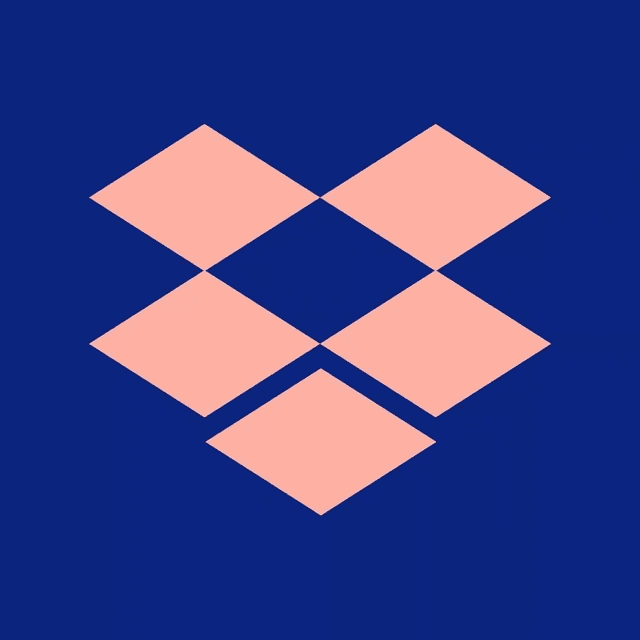 A stylized digital product icon featuring five peach-colored diamonds arranged to form an open box shape against a deep.