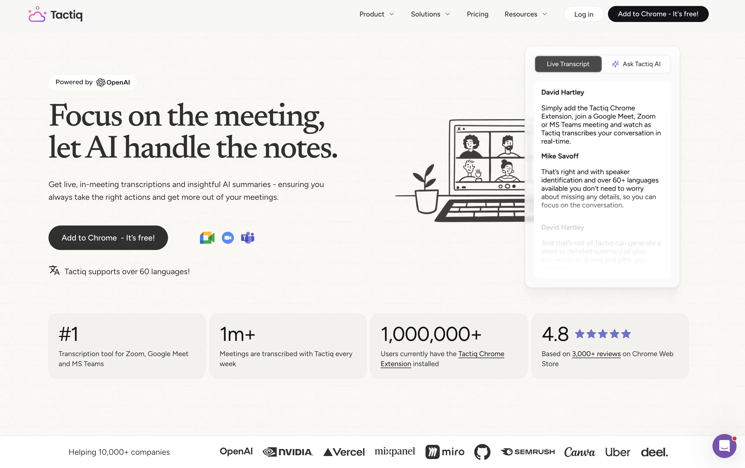 Tactiq Homepage