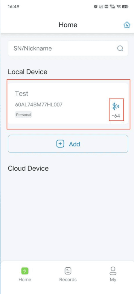 FoxSwitch Bluetooth connection screen