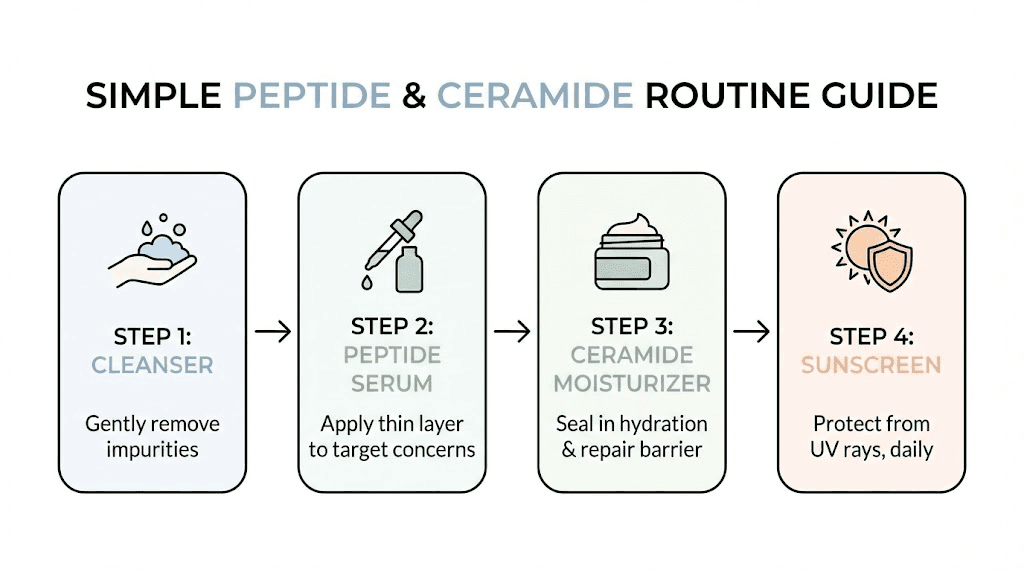 How to layer ceramides and peptides in skincare routine step by step