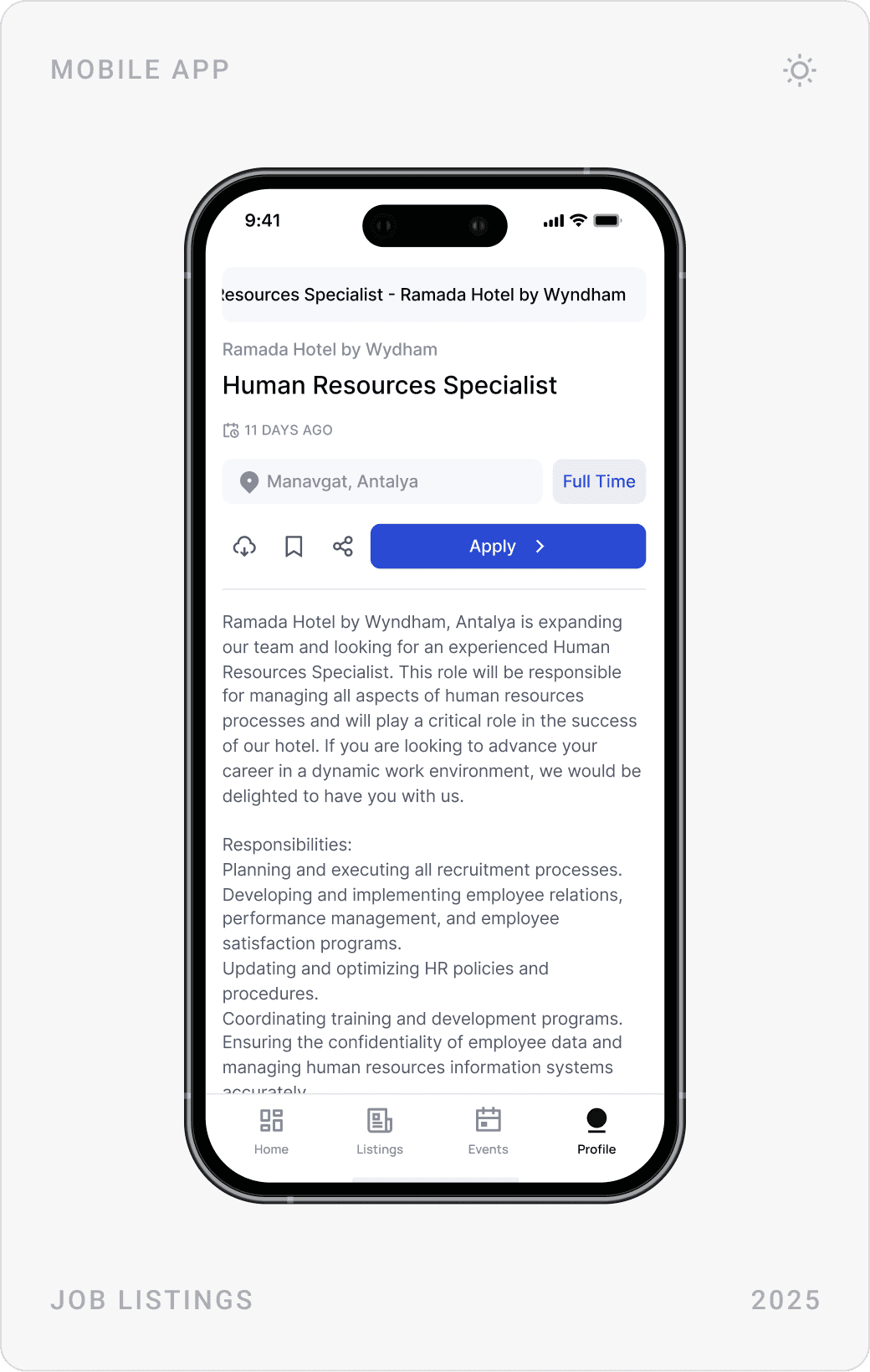 Modern Job Listing Detail Mobile Design