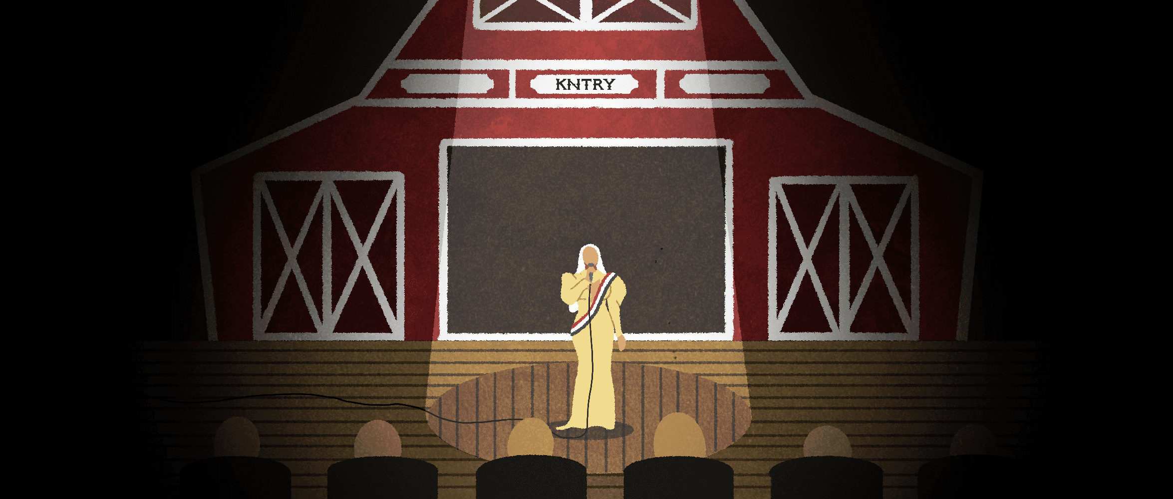 Illustration of woman singing at the Grand Ole Opry.