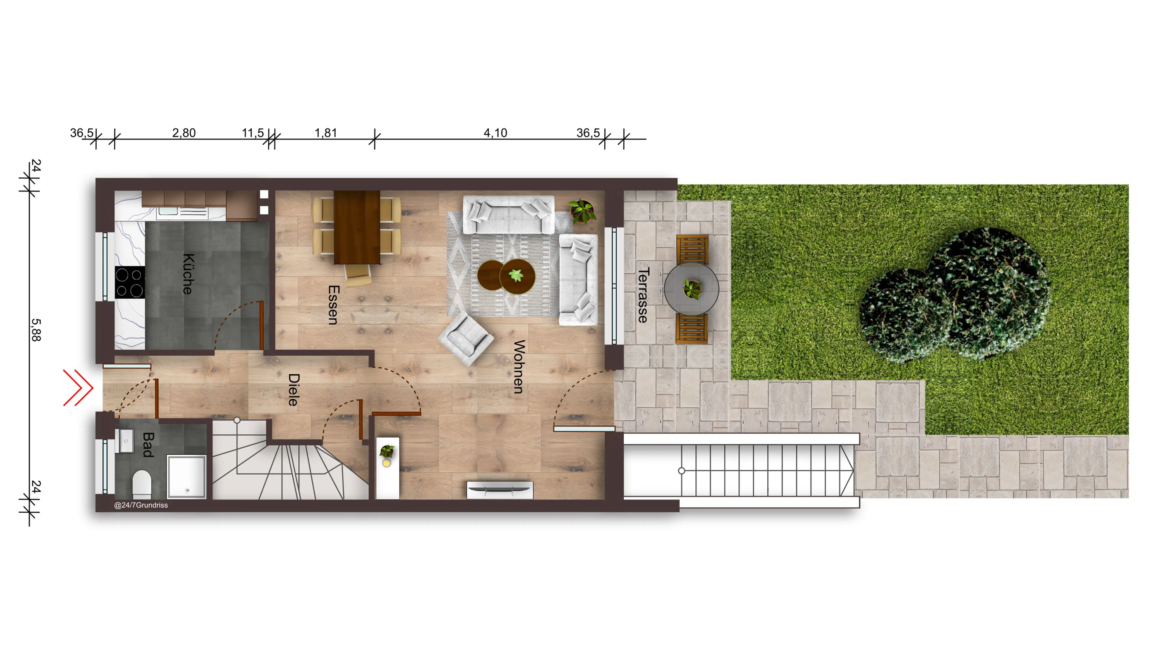 Gemütliches Dachgeschosszimmer mit Fernseher, Sitzbereich und heller Einrichtung in einem Einfamilienhaus in Gronau – Westfalen Wohnen.