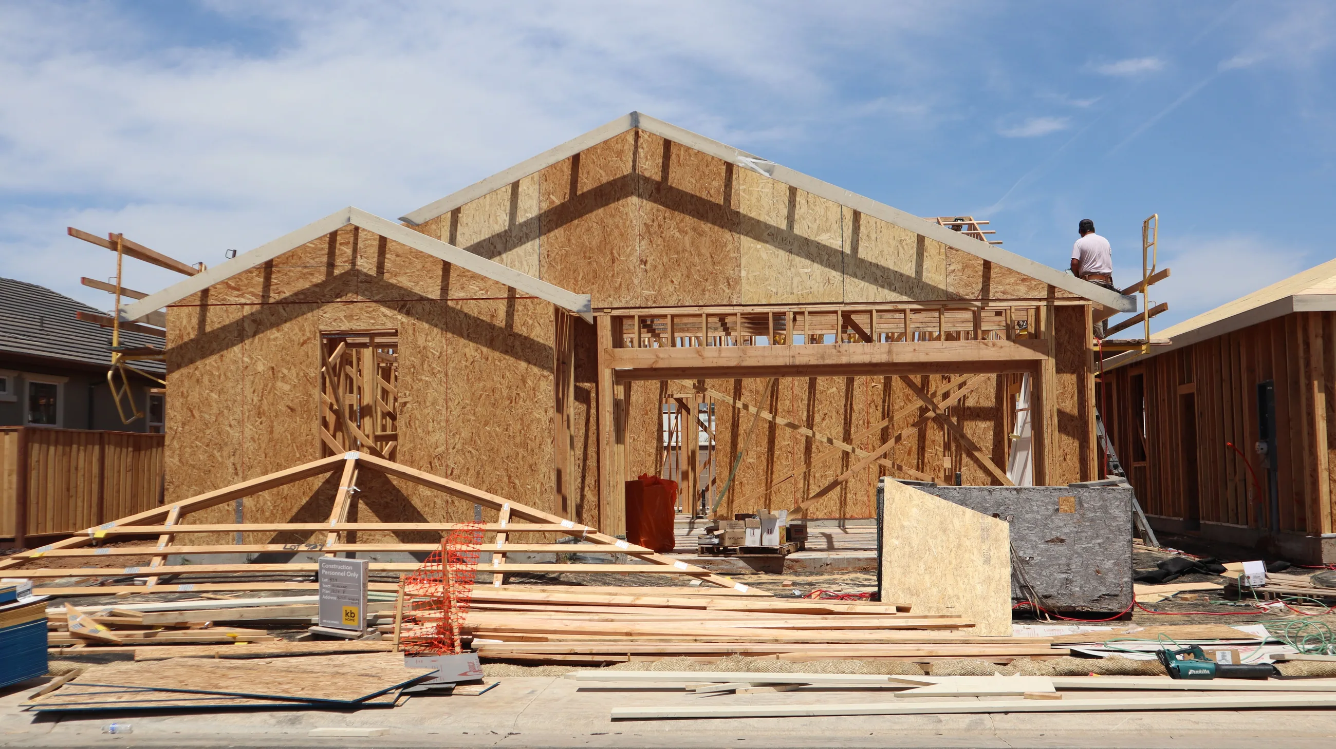 Partially framed house exterior