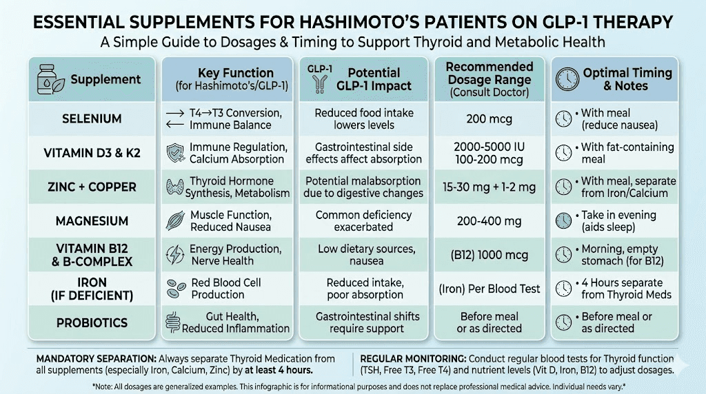 Essential supplements for Hashimoto's patients taking GLP-1 medications